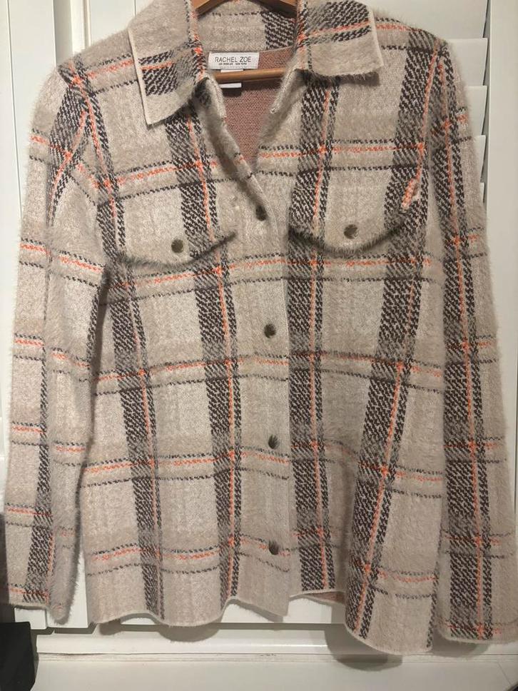 Rachel Zoe Vest / jasje - Maat S nieuw! Fluffy beige geruit, Kleding | Dames, Jasjes, Kostuums en Pakken, Zo goed als nieuw, Jasje