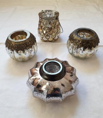 Set Sfeerlichtjes Waxinelichthouders Zilver  beschikbaar voor biedingen