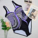 Paars zwart retro badpak vintage dames vrouwen badkleding, Kleding | Dames, Badmode en Zwemkleding, Verzenden, Nieuw, Overige kleuren