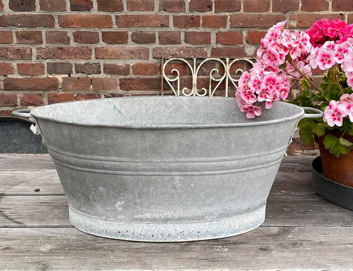 Brocante oud ovaal zinken teiltje, Antiek en Kunst, Curiosa en Brocante, Verzenden