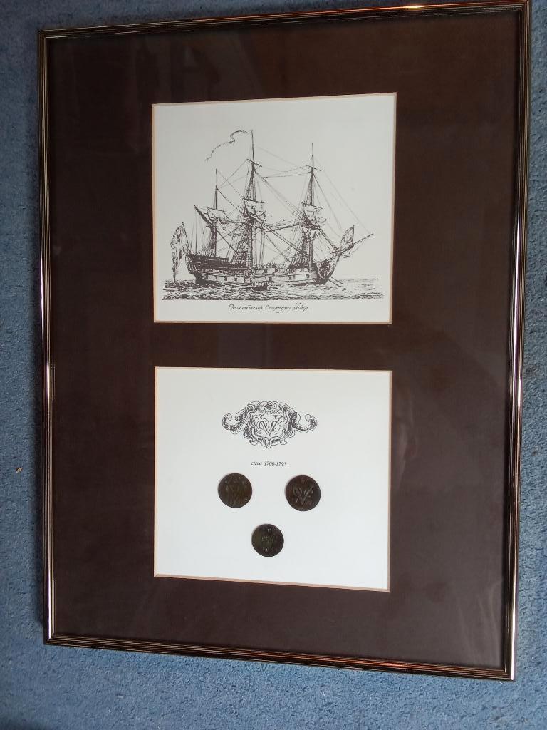 Schilderij met VOC munten, Antiek en Kunst, Kunst | Schilderijen | Klassiek, Ophalen