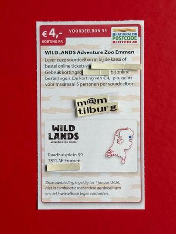 Voordeelbon 35 WILDLANDS Adventure Zoo Emmen €4,00 korting beschikbaar voor biedingen