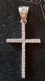 Mooi zilveren (925) hanger met zirkonia, Zo goed als nieuw, Zilver, Kruis of Symbool, Verzenden