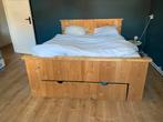 Tweepersoonsbed van Steigerhout met brede lade, Ophalen, Gebruikt, Steigerhout, Tweepersoons