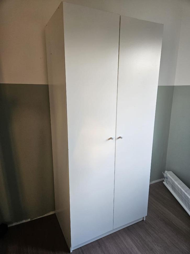 Witte kledingkast met hang- en leggedeelte, Huis en Inrichting, Kasten | Kledingkasten, Gebruikt, 150 tot 200 cm, 50 tot 100 cm