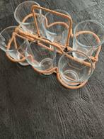 Bamboe glazen rek met 6 glazen, Ophalen of Verzenden, Minder dan 5 flessen, Minder dan 50 cm, Glas