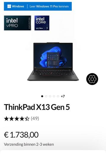 Lenovo X13 ultra 5 16GB 512GB beschikbaar voor biedingen