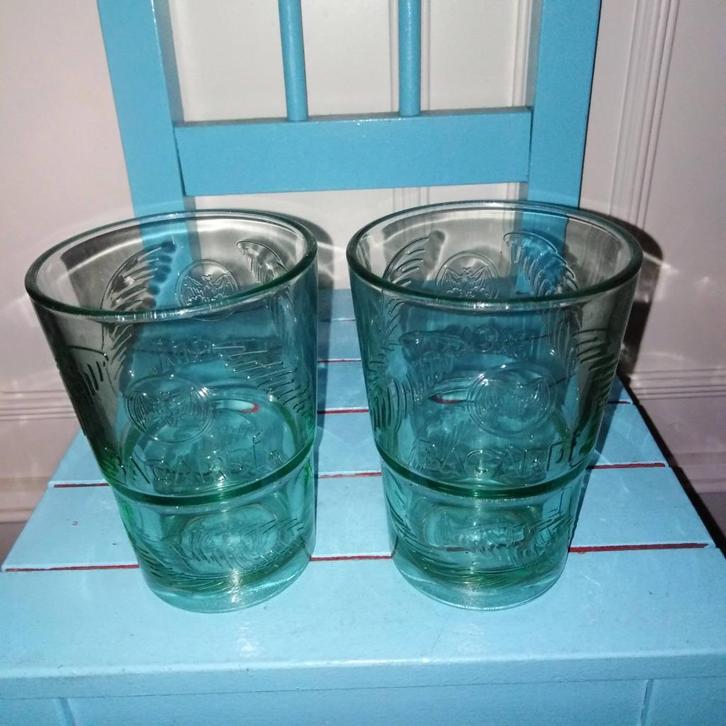 Bacardi glazen met palmbladeren 2 stuks, Verzamelen, Glas en Borrelglaasjes, Zo goed als nieuw, Overige typen, Ophalen