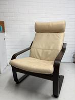 Ikea poäng met leren kussens, zit voortreffelijk., Ophalen of Verzenden, Gebruikt, Leer, Minder dan 50 cm