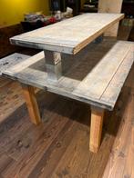 Stoere steenschot/steiger houten presentatie tafels zgan, Huis en Inrichting, 100 tot 150 cm, Rechthoekig, Ophalen of Verzenden
