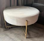 Velvet Poef met Gouden Poten, Ophalen, Minder dan 50 cm, Rond, Zo goed als nieuw