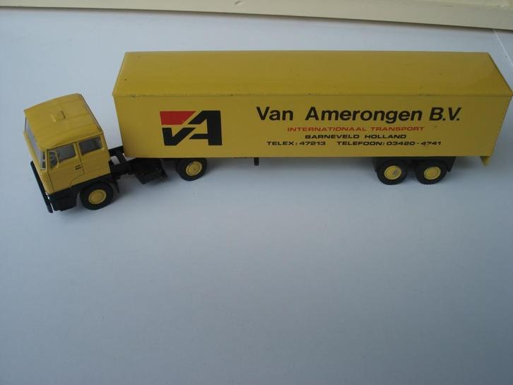 DAF 3300 van Amerongen trekker oplegger (Lion Toys), Hobby en Vrije tijd, Modelauto's | 1:50, Gebruikt, Bus of Vrachtwagen, Lion Toys