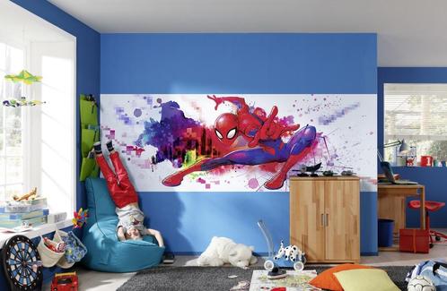 Spiderman Vlies Behang Graffiti  - 300x150 cm - Marvel, Huis en Inrichting, Stoffering | Behang, Blauw, Rood, minder dan 10 m²