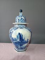Antieke Grote Dekselvaas Porceleyne Fles Royal Delft Blauw, Antiek en Kunst, Antiek | Keramiek en Aardewerk, Ophalen of Verzenden