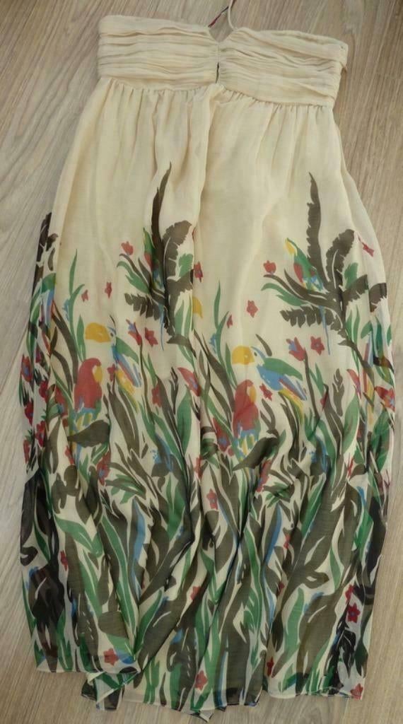 Verry Kerry supermooie feestjurk bloemen vogels M, Kleding | Dames, Jurken, Maat 38/40 (M), Verry Kerry, Beige, Nieuw