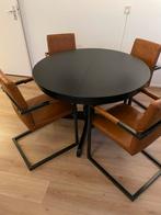 Ronde zwarte tafel IKEA uitschuifbaar (INGATORP), Huis en Inrichting, Tafels | Eettafels, 100 tot 150 cm, Rond, Ophalen of Verzenden