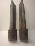 Antieke haardwangen met gezichten, Antiek en Kunst, Ophalen of Verzenden