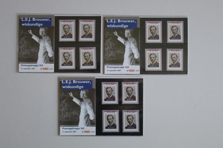Postzegelmapjes – 362 – 3 mapjes – L.E.J.Brouwer – sept.2007, Postzegels en Munten, Postzegels | Nederland, Postfris, Na 1940
