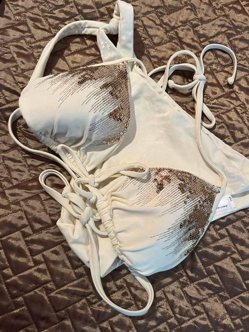 Twinset bikini met Lovertjes XS origineel ZGAN offwhite, Kleding | Dames, Badmode en Zwemkleding, Zo goed als nieuw, Bikini, Wit