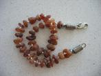 Ketting✨Ruwe Carneool Stenen✨Geknoopt✨ S-Sluiting✨Vintage, Sieraden, Tassen en Uiterlijk, Antieke sieraden, Ophalen of Verzenden