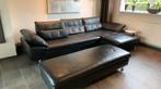 Montel bank zwart leer 3 zits met longchair, Huis en Inrichting, Ophalen, Zo goed als nieuw, Leer, Modern design