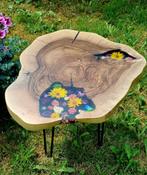 Unieke handgemaakte salontafel van massief hout, Minder dan 45 cm, Boho, industrieel, rustiek, Nieuw, Ovaal