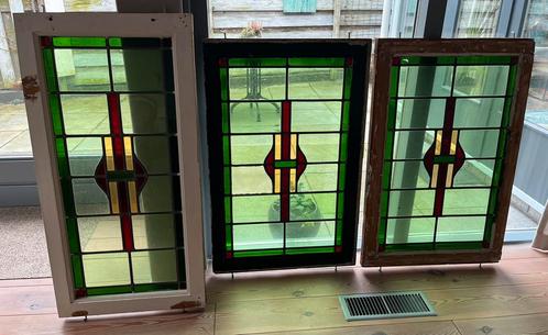 Glas in Lood ramen 3x, Doe-het-zelf en Verbouw, Glas en Ramen, Gebruikt, 80 tot 120 cm, Minder dan 80 cm, Glas in lood, Ophalen