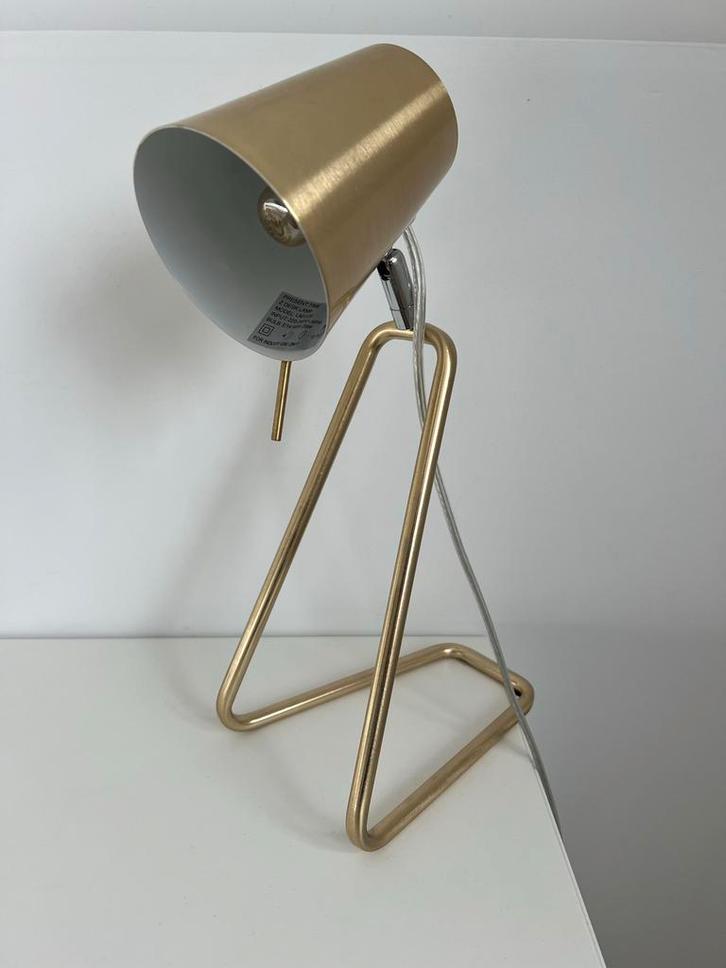 Gouden bureaulamp - Present Time LM1129, Huis en Inrichting, Lampen | Tafellampen, Zo goed als nieuw, Minder dan 50 cm, Metaal