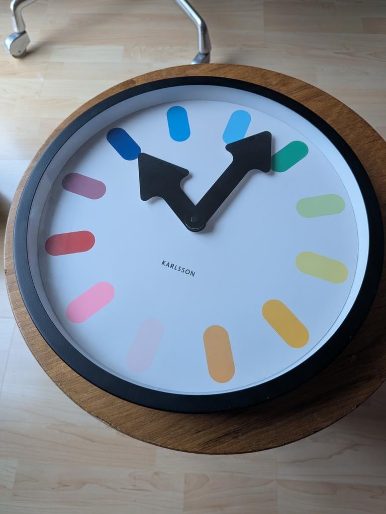 Kleurige Karlsson Klok - Goede Staat, Ophalen of Verzenden, Gebruikt, Analoog, Wandklok
