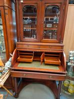 Antiek secretaire met vitrinekast, Antiek, Gebruikt, Glas, Ophalen of Verzenden