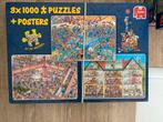 Jan van Haasteren 3x1000, Hobby en Vrije tijd, Denksport en Puzzels, Ophalen, 500 t/m 1500 stukjes, Gebruikt