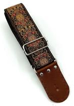 GBStof012 Gitaarband zwart bruin cognac barok bohemian 171cm, Verzenden, Nieuw, Elektrische gitaar