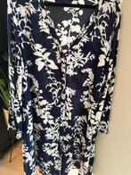 Leuke donkerblauwe met beige bloemen jurk, Zizzi, Blauw, Maat 46/48 (XL) of groter, Ophalen of Verzenden