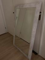 Large Wall Mirror – Rustic White Frame,  (130 x 79 cm), Ophalen, Zo goed als nieuw, Rechthoekig