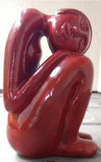 Keramiek gemerkt beeld vrouw zittend naakt rood 1980s kunst, Antiek en Kunst, Kunst | Beelden en Houtsnijwerken, Ophalen of Verzenden