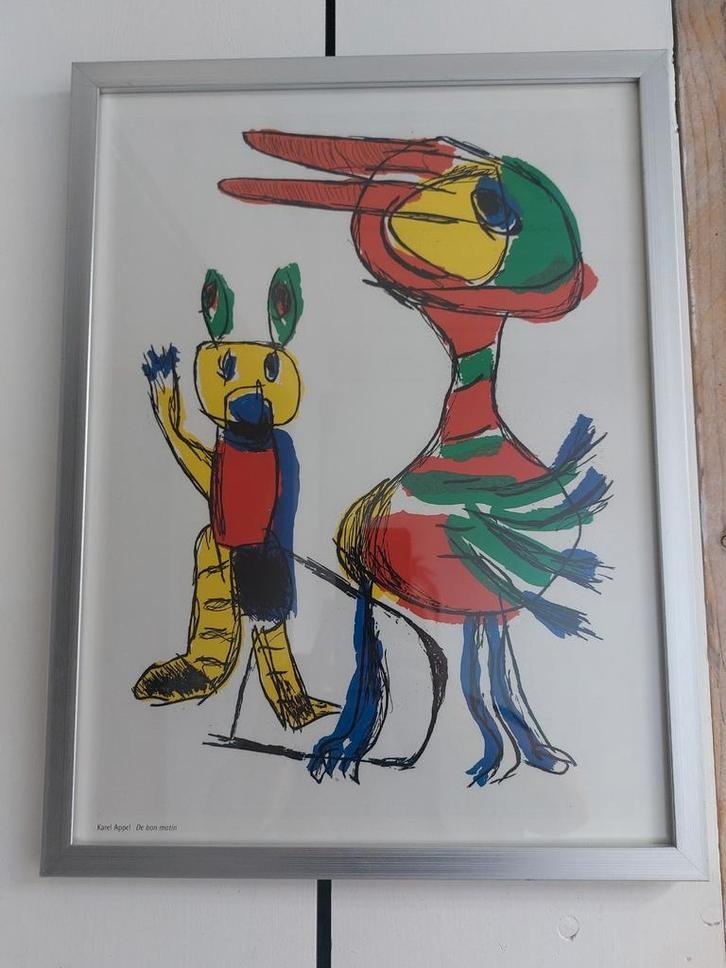 Karel Appel – "Bon Matin" (Reproductie / Print) – Ingelijst, Antiek en Kunst, Kunst | Schilderijen | Modern, Ophalen of Verzenden