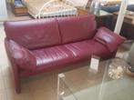 Mooie Bordeaux Rode/Paarse Leren Bank., Ophalen, Gebruikt, 150 tot 200 cm, Tweepersoons