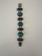 Zilveren vintage Scarabee armband, handgemaakt gemerkt, Verzenden, Zilver, Armband