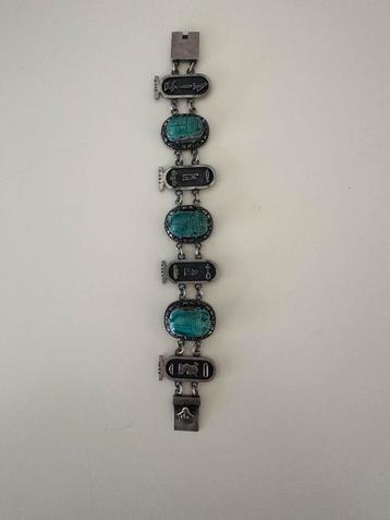 Zilveren vintage Scarabee armband, handgemaakt gemerkt beschikbaar voor biedingen