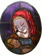 Gebrandschilderde glas in lood raamhanger, Antiek en Kunst, Antiek | Religie, Ophalen of Verzenden