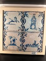 Antiek Tegeltableau met Blauwe Voorstellingen, Ophalen of Verzenden