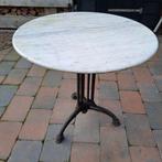 Tuintafel / Bistrotafel - Smeedijzer & Marmer, Ophalen of Verzenden, Gebruikt, Rond, Metaal