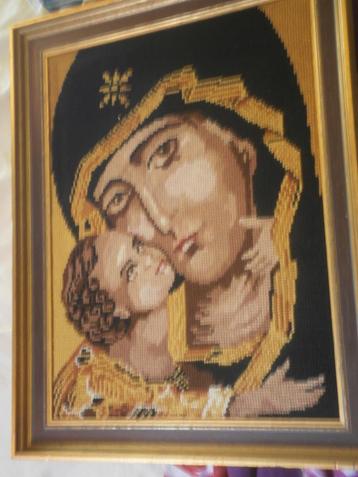 Pr. Religieus Borduurwerk Maria/Jezus kind van Vladimir beschikbaar voor biedingen