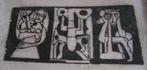 Hubert Bekman 3 figuren peren-langs Ets op japanspapier, Ophalen of Verzenden