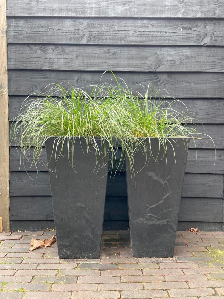 2x - grote mooie plantenbak - Zwart/donkergrijs, Tuin en Terras, Bloembakken en Plantenbakken, Zo goed als nieuw, Kunststof, Tuin
