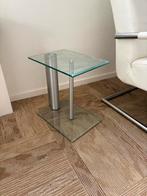 Glazen bijzettafel met metalen frame, Huis en Inrichting, Tafels | Bijzettafels, Minder dan 45 cm, Minder dan 55 cm, Gebruikt