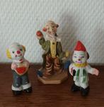 Vintage porseleinen biscuit clown beeldjes, 3 stuks, Ophalen of Verzenden