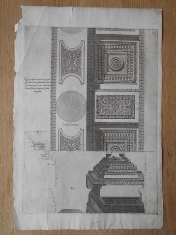 Gravure van Antonio Labacco – Architectonisch Plafondontwerp beschikbaar voor biedingen