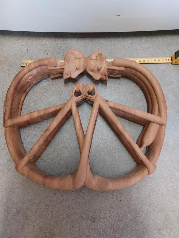 Prachtig Houtsnijwerk symboliek eenheid beeld man vrouw, Huis en Inrichting, Woonaccessoires | Wanddecoraties, Gebruikt, Ophalen of Verzenden