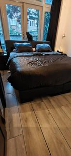 Boxspring 180x200 met matras en topper, Ophalen, Gebruikt, Zwart, Tweepersoons